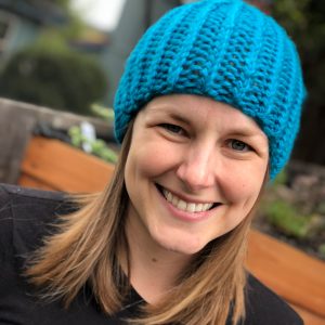 Handknit Blue Ribbed Beanie